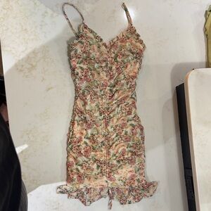 Windsor Floral Mini Dress in Pink and Green